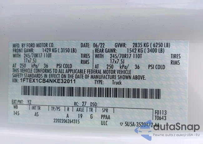 1FTEX1CB4NKE32011: 42941106