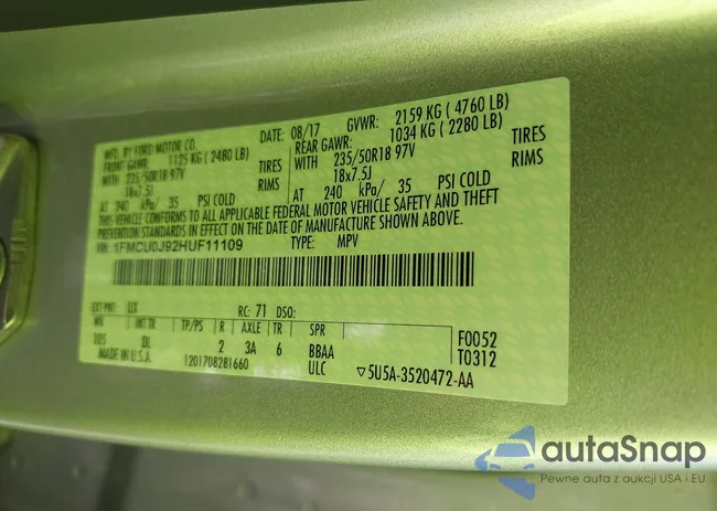 1FMCU0J92HUF11109: 42940335