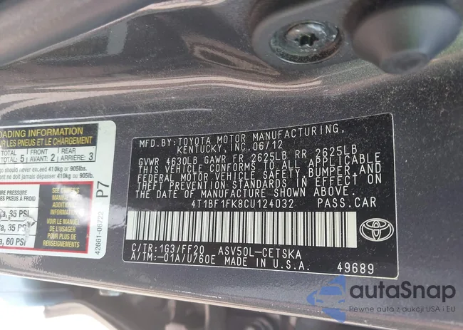 4T1BF1FK8CU124032: 42940369