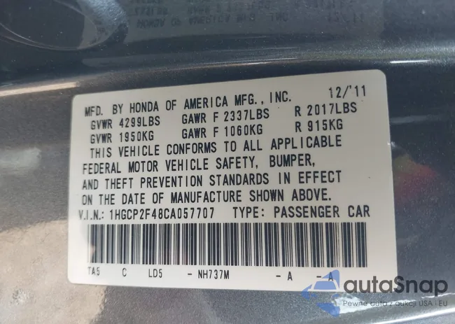 1HGCP2F48CA057707: 42940449