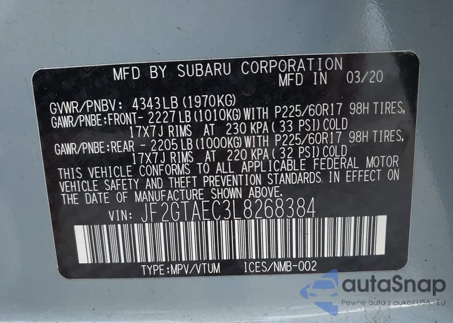 JF2GTAEC3L8268384: 42941626