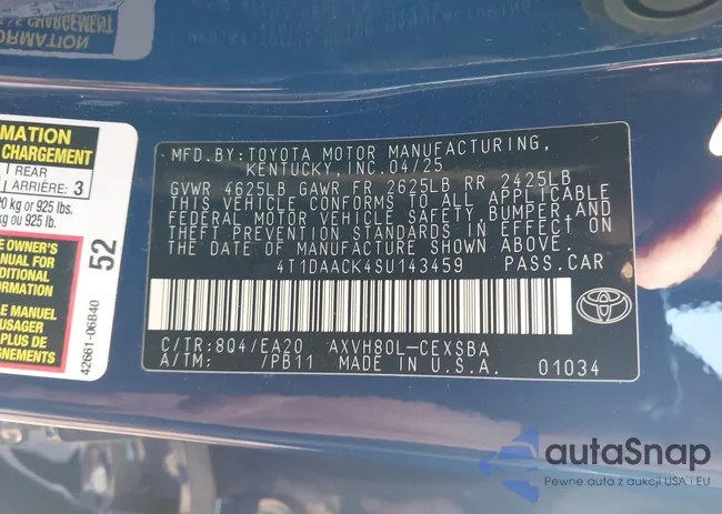 4T1DAACK4SU143459: 42941919