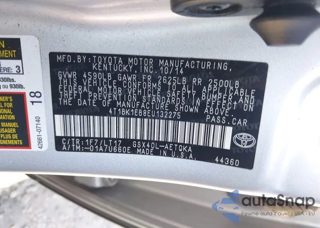 4T1BK1EB8EU132275: 42942012