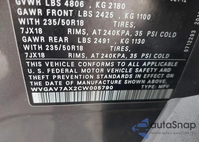 WVGAV7AX2CW005790: 42942132