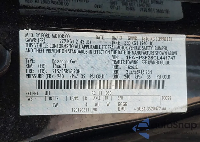 1FAHP3F28CL441747: 42942193