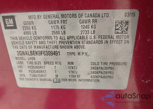 2GNALBEK9F6309491: 42941600