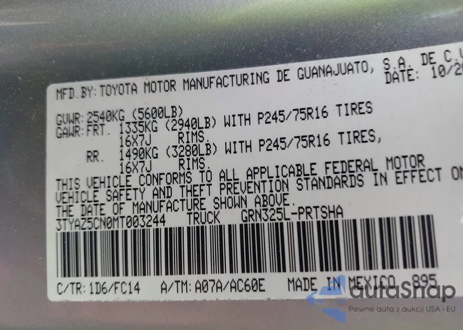 3TYAZ5CN0MT003244: 42942708