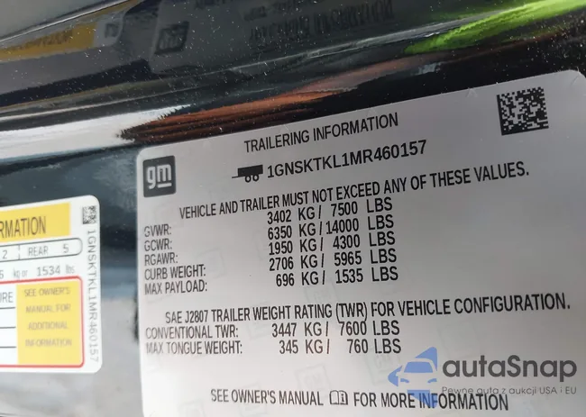 1GNSKTKL1MR460157: 42942736