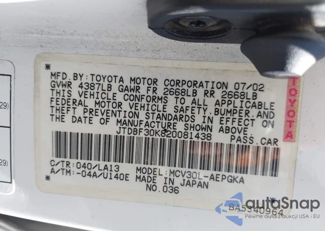 JTDBF30K820081438: 42942330