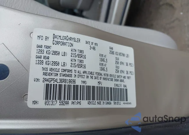 2A4GP54L36R818696: 42943731