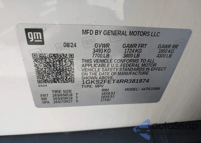 1GKS2FET4RR381874: 42943842