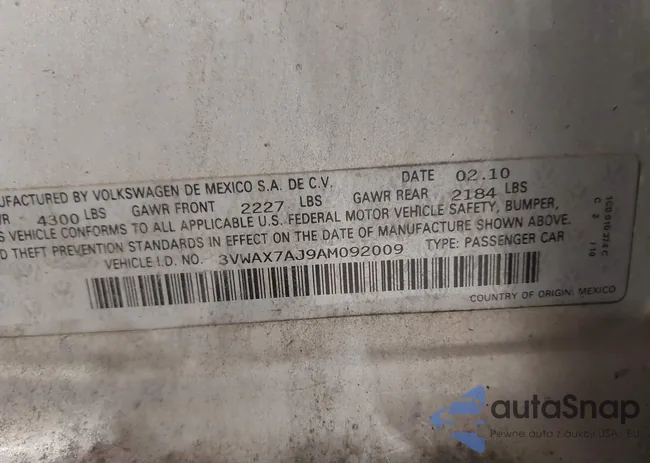 3VWAX7AJ9AM092009: 42943311