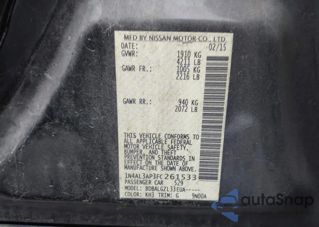 1N4AL3AP3FC261533: 42943478