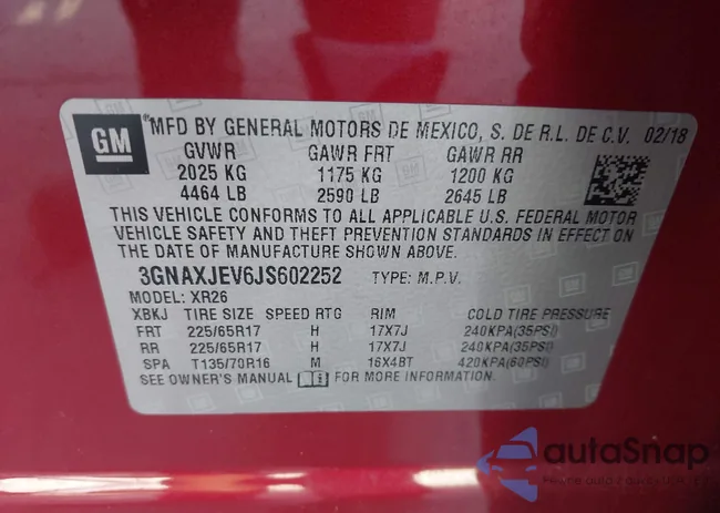 3GNAXJEV6JS602252: 42944705