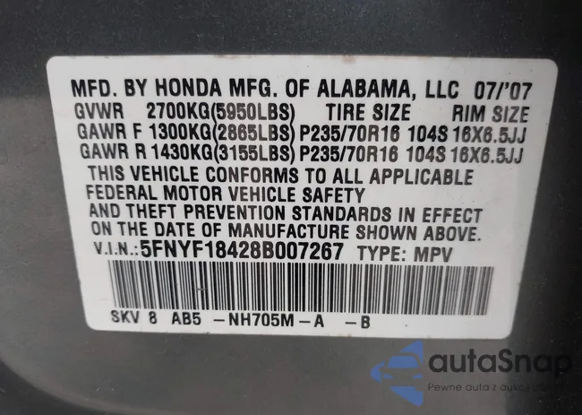 5FNYF18428B007267: 42944736