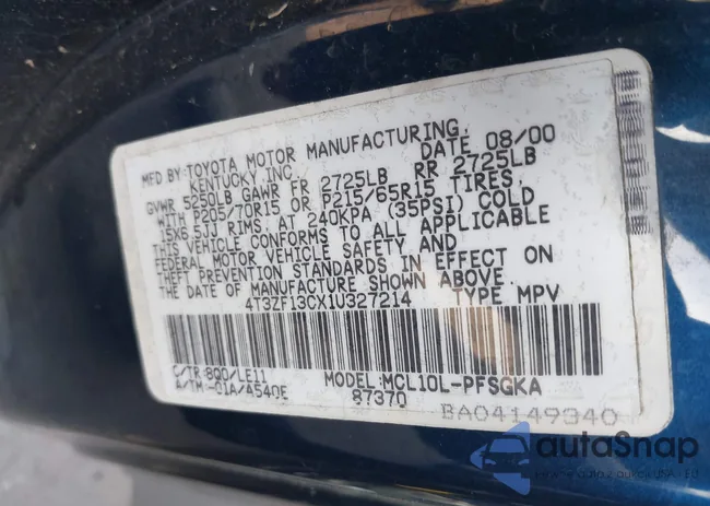 4T3ZF13CX1U327214: 42944872