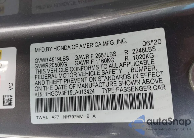 1HGCV3F15LA013424: 42944969