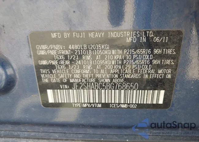 JF2SHABC5BG768650: 42945039