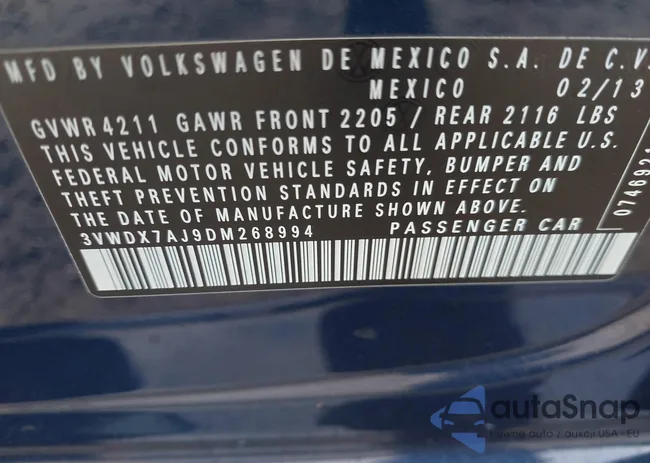 3VWDX7AJ9DM268994: 42944319