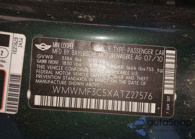 WMWMF3C5XATZ27576: 42944432