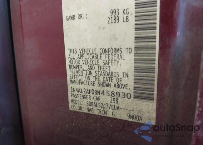 1N4AL2AP0BN458930: 42945785