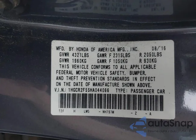 1HGCR2F55HA044066: 42945915