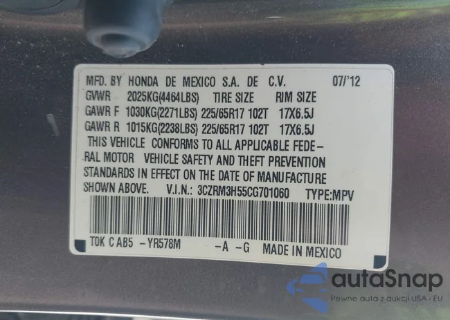 3CZRM3H55CG701060: 42946045