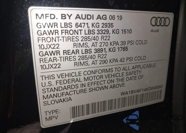 WA1BVAF14KD045562: 42946180