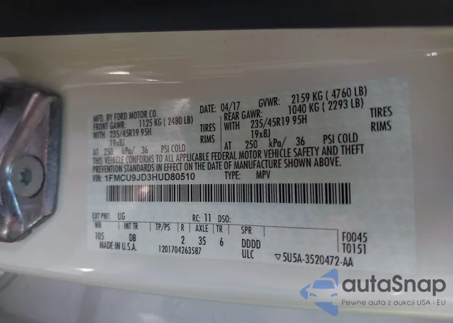 1FMCU9JD3HUD80510: 42945252