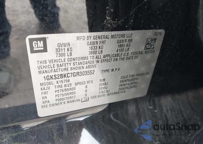 1GKS2BKC7GR303552: 42945430