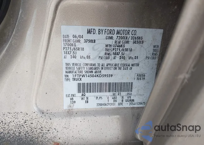 1FTPW14504KD59559: 42946697