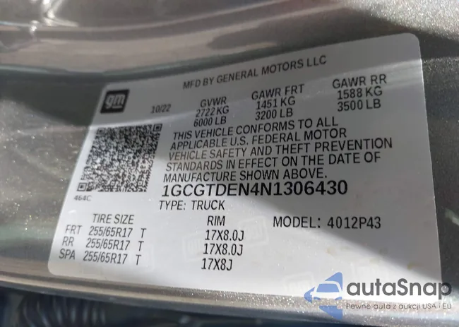 1GCGTDEN4N1306430: 42946913