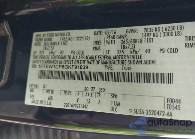 1FTEW1CP6GKF91839: 42946985