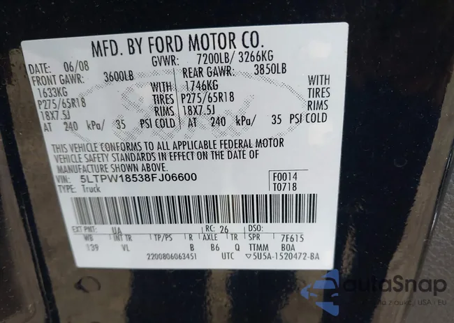 5LTPW18538FJ06600: 42947001