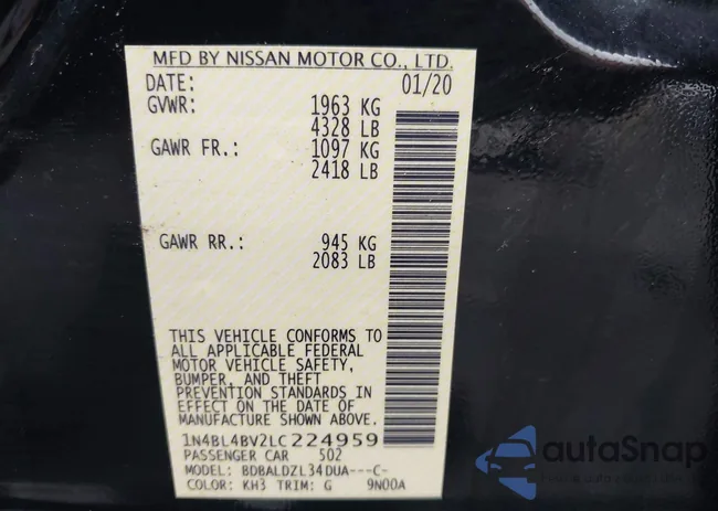 1N4BL4BV2LC224959: 42947694