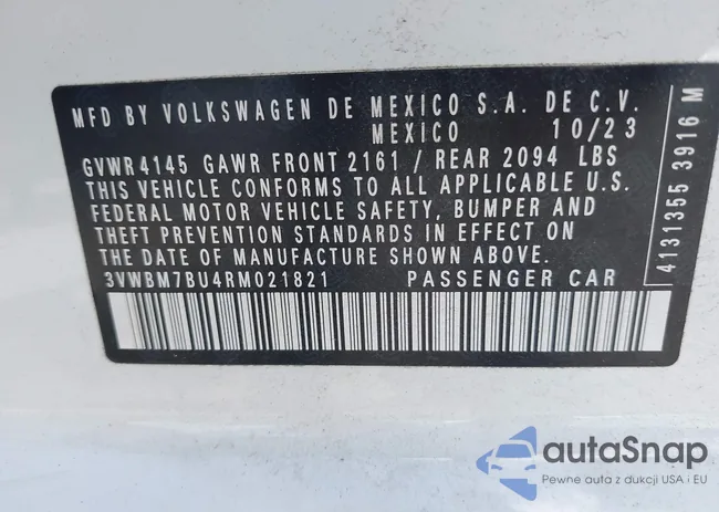 3VWBM7BU4RM021821: 42947709