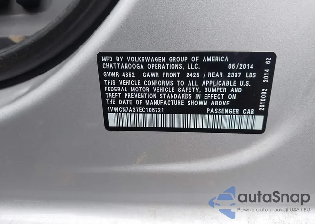 1VWCN7A37EC105721: 42947922