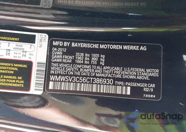 WMWSV3C56CT386930: 42948077