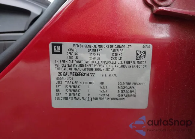 2GKALMEK6E6314722: 42947151