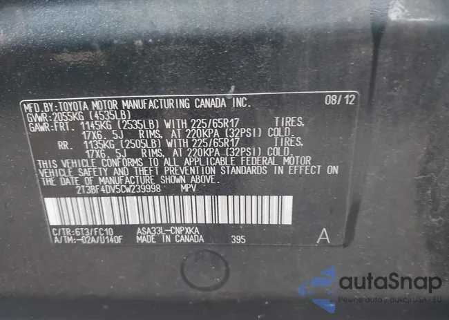 2T3BF4DV5CW239998: 42947346