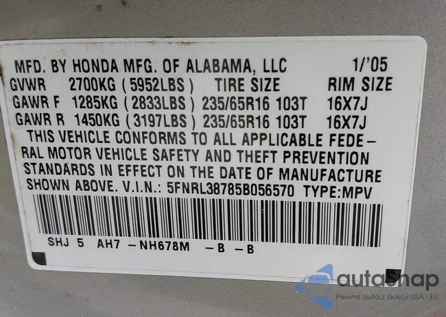 5FNRL38785B056570: 42947505