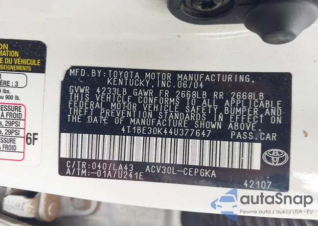 4T1BE30K44U377647: 42948522