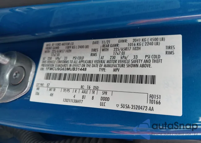 1FMCU9G63MUB31448: 42948631