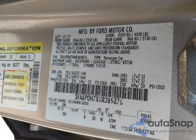 3FA6P0H7XHR369876: 42948684