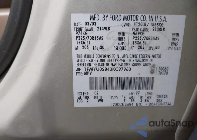 1FMYU02B43KC97963: 42948811