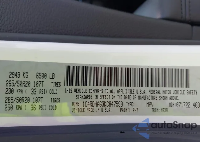 1C4RDHAG3KC847599: 42948997