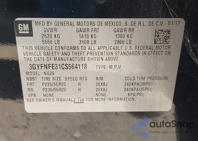 3GYFNFE31CS564118: 42948999