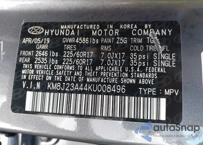 KM8J23A44KU008496: 42948194