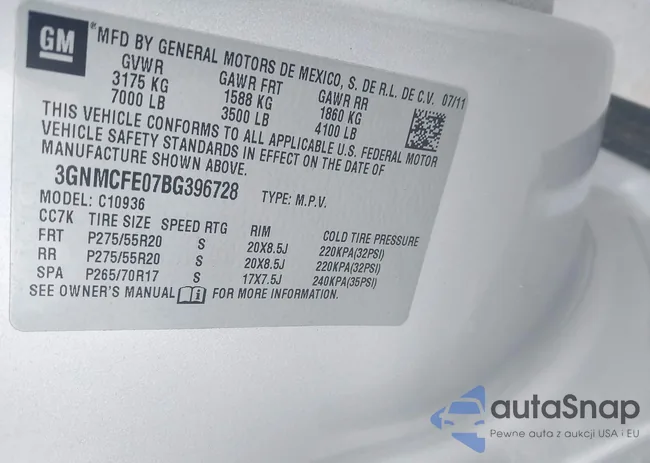 3GNMCFE07BG396728: 42948258