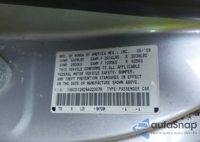 1HGCS12829A020078: 42948307